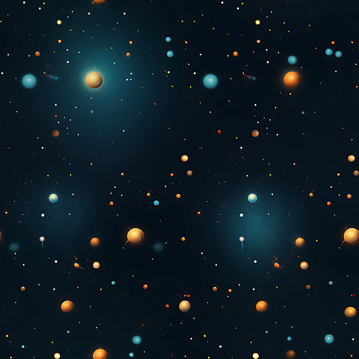 Space Featuring Colorful Starfield and Glowing Cosmic Spheres seamless PBR texture preview