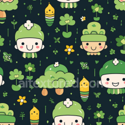 seamless Seamless 3D PBR cute St Patrick digital paper texture with cartoon characters and clovers texture 8k free download PBR