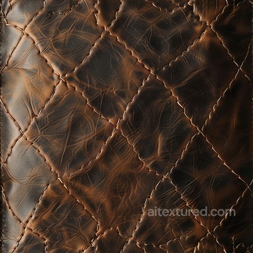 distressed brown leather PBR texture with quilted diamond pattern and rich wrinkles seamless Leather PBR texture
