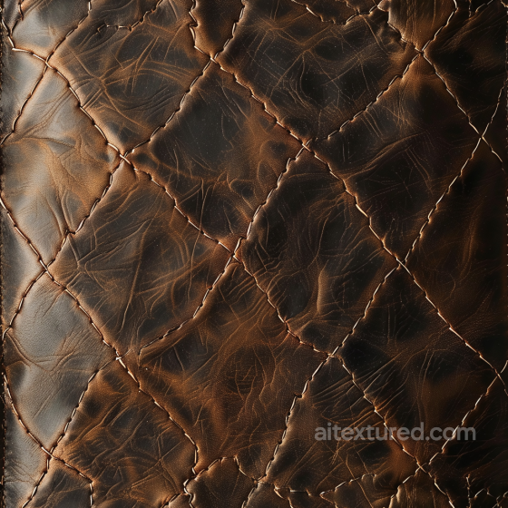 distressed brown leather PBR texture with quilted diamond pattern and rich wrinkles Leather texture preview