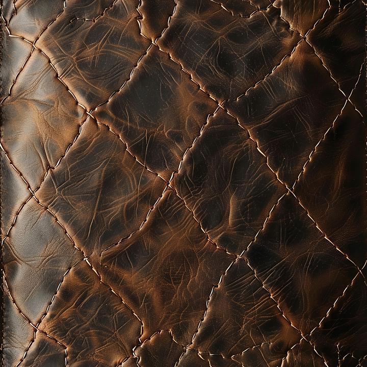 Distressed Brown Leather With Quilted Diamond Pattern And Rich Wrinkles seamless PBR texture preview