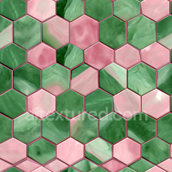 seamless Seamless 3D PBR Hexagonal Green and Pink Marble Inlay Texture texture 8k free download PBR