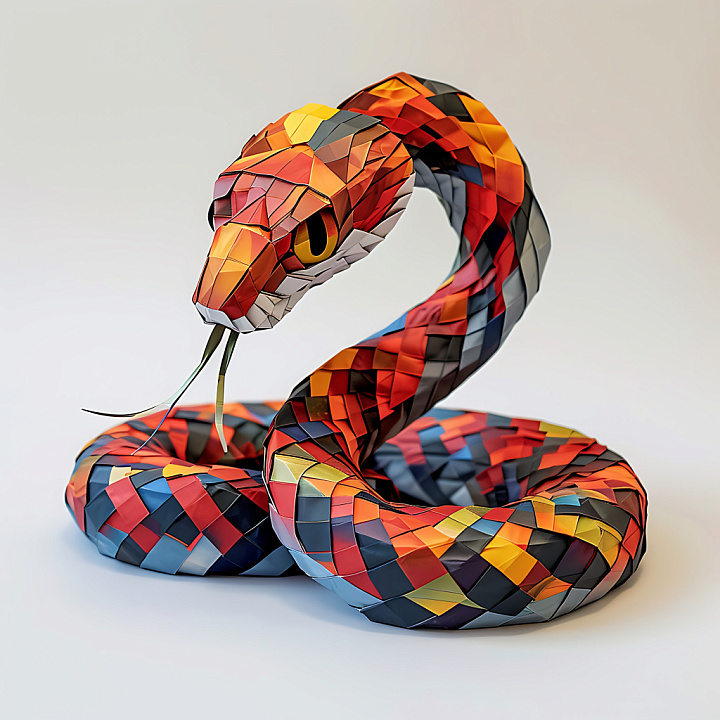 Animal of Origami-Inspired Corn Snake Scales in Vibrant Colors seamless PBR texture preview