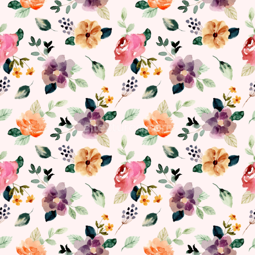 Seamless 3D PBR Texture with Soft Watercolor Floral Patterns in Pastel Colors