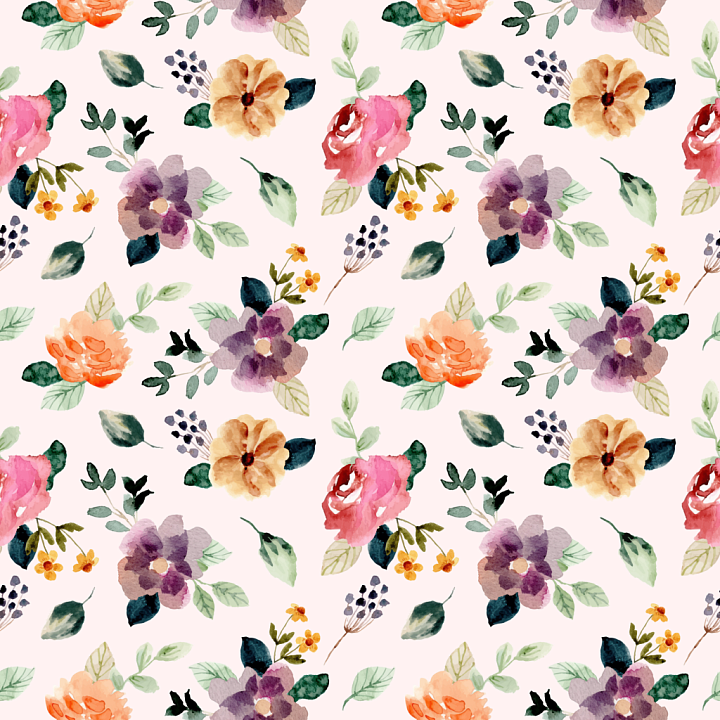 with Soft Watercolor Floral Patterns in Pastel Colors seamless PBR texture preview