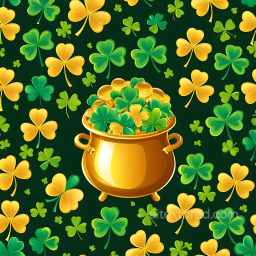 St Patrick Digital Paper Bundle Texture of Gold Pot with Green and Gold Shamrocks Pattern seamless St patrick digital paper bundle PBR texture