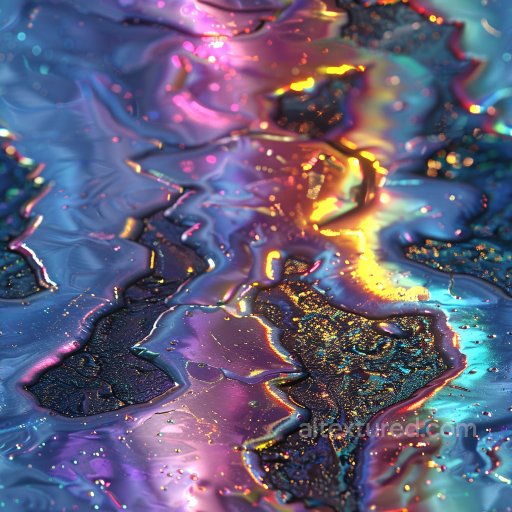 Seamless 3D PBR Texture of Iridescent Glossy Paint with Fluid Ripples texture preview