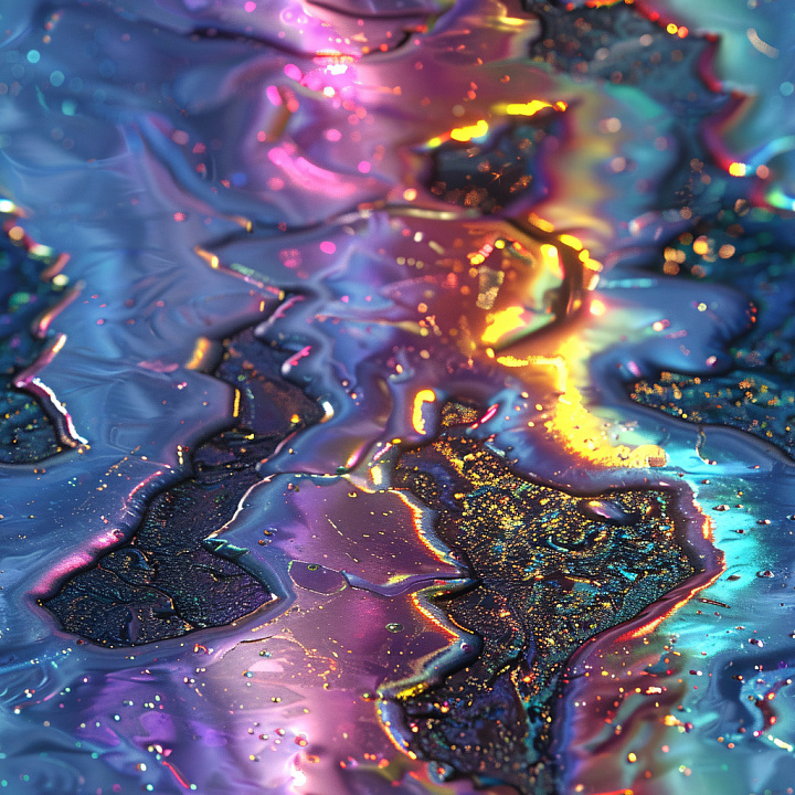 Iridescent Glossy Paint with Fluid Ripples seamless PBR texture preview