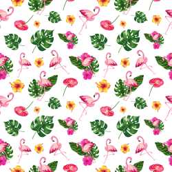 Pattern Bundle - Seamless 3D Pattern PBR Texture Featuring Tropical Flamingo, Hibiscus, and Leaf Motifs texture preview