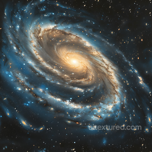 Galaxy Spiral Space Texture with Blue and Gold Nebulae seamless Star, space, planets PBR texture