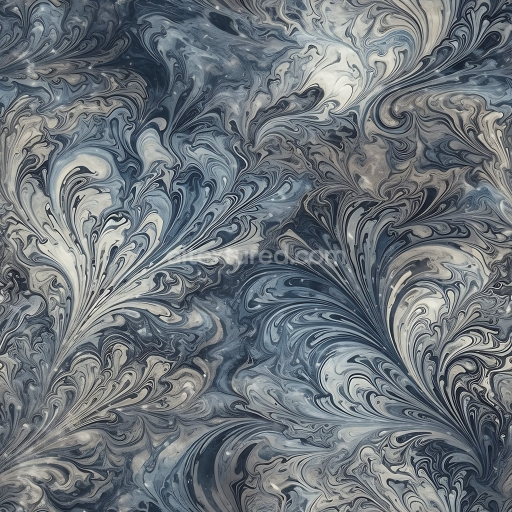 Seamless 3D PBR Texture of Gray and Blue Marble with Intricate Fluid Veins
