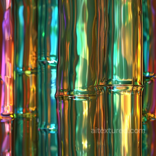 Seamless 3D PBR Texture of Glossy Translucent Bamboo Stalks with Vibrant Color Shifts texture preview