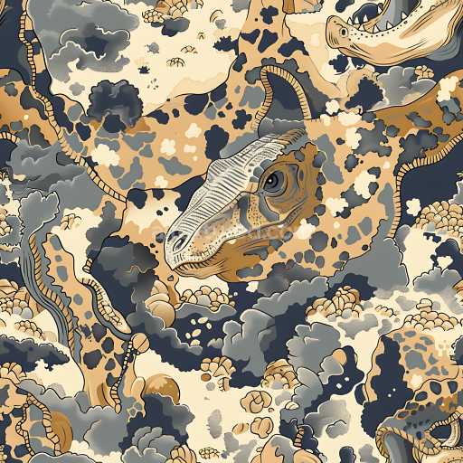 Seamless 3D PBR Desert Camouflage Texture with Artistic Stylized Reptilian Motifs