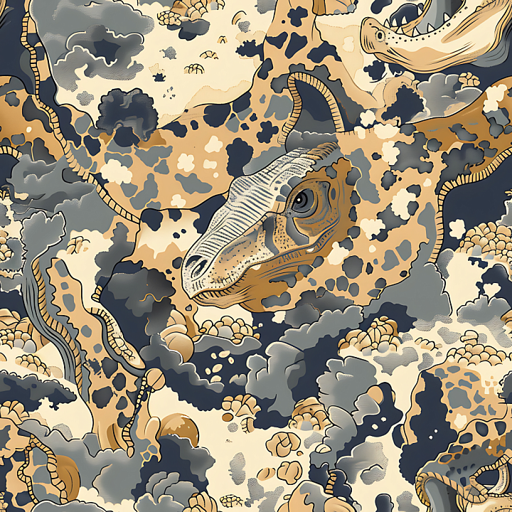 Desert Camouflage with Artistic Stylized Reptilian Motifs seamless PBR texture preview