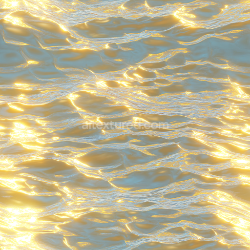 Seamless 3D PBR Texture of Reflective Golden Water Surface with Soft Ripples