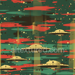 seamless Seamless 3D Stylized UFO-themed Camouflage PBR Texture with Retro Space Motif texture 8k free download PBR