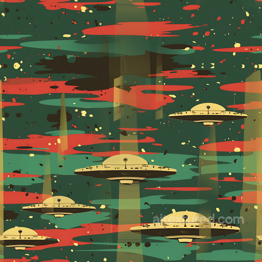 Stylized UFO-themed Camouflage PBR Texture with Retro Space Motif seamless Color Camouflage PBR texture