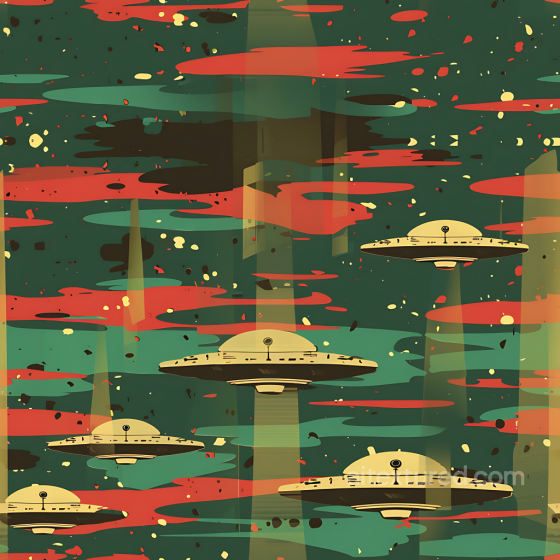 Stylized UFO-themed Camouflage PBR Texture with Retro Space Motif Color Camouflage texture preview
