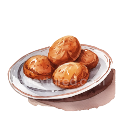 seamless Watercolor Iraqi Kleicha Date Cookies Breakfast Illustration on Plate texture 8k free download PBR