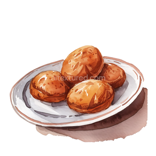 Watercolor Iraqi Kleicha Date Cookies Breakfast Illustration on Plate