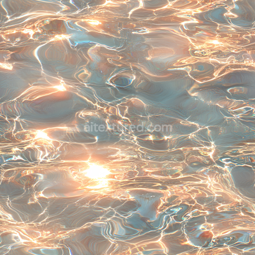 Seamless 3D PBR Texture of Shimmering Water Surface with Golden Highlights