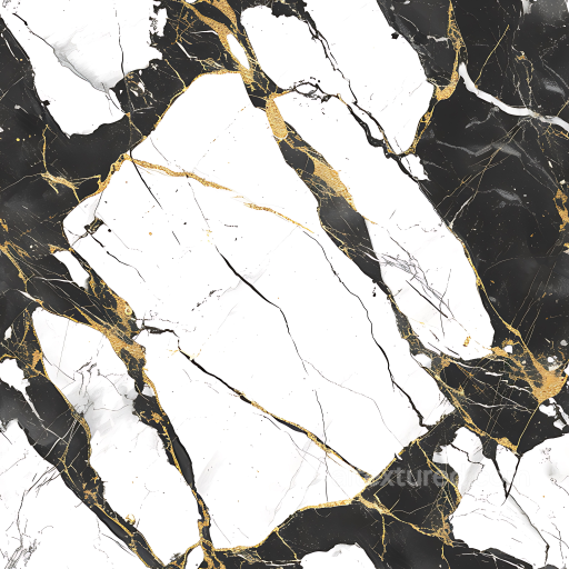 Black and White Marble PBR Texture with Gold Vein Accents seamless Marble PBR texture