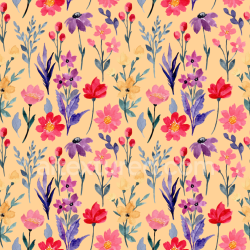 seamless Seamless 3D PBR Texture Featuring Watercolor Floral Pattern on Soft Peach texture 8k free download PBR