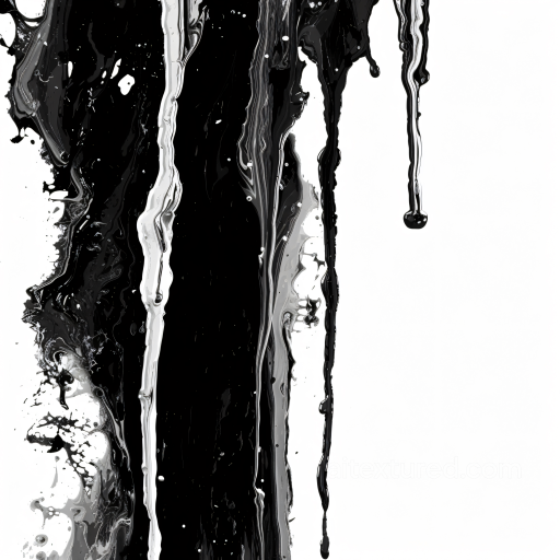 Alcohol Ink PBR Texture Featuring Black & White Fluid Drips and Intricate Veins seamless Alcohol ink PBR texture