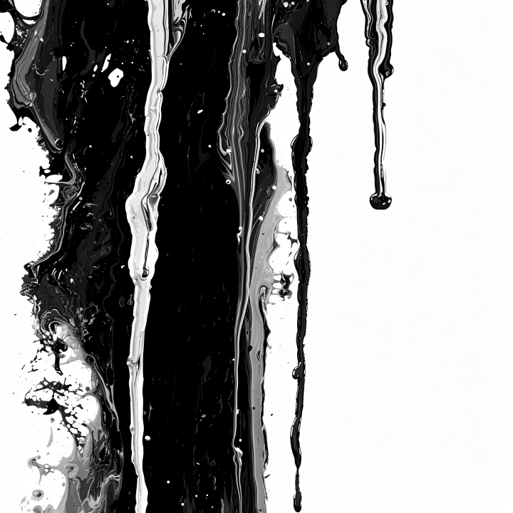 Alcohol Ink Featuring Black & White Fluid Drips and Intricate Veins seamless PBR texture preview