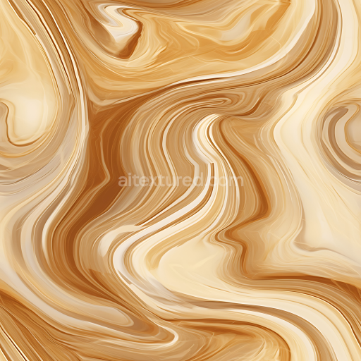 Seamless 3D PBR Brown and Cream Swirling Marble Texture with Polished Finish