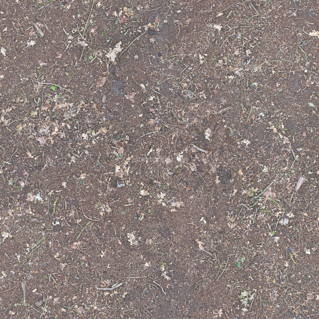 Seamless PBR ground texture featuring dirt and organic elements