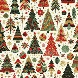 seamless Seamless 3D PBR Texture Featuring Hand-Painted Christmas Trees & Ornaments texture 8k free download PBR