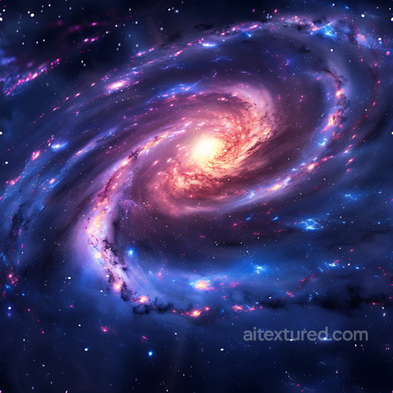 Space PBR Texture Featuring Spiral Galaxy with Luminous Nebula Clouds Star, space, planets texture preview