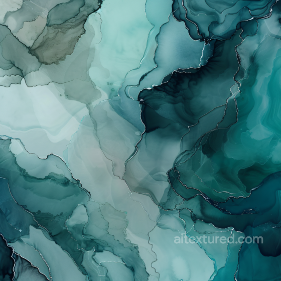 Alcohol Ink PBR Texture Featuring Teal Fluid Waves and Delicate Veins Alcohol ink texture preview