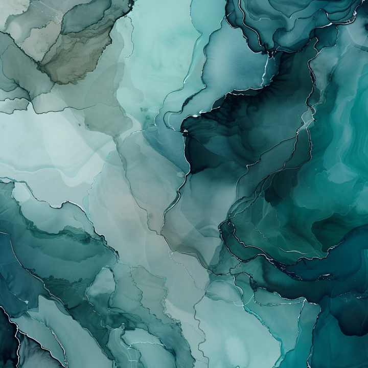 Alcohol Ink Featuring Teal Fluid Waves and Delicate Veins seamless PBR texture preview
