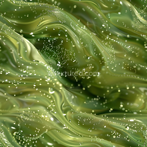 Seamless 3D PBR Texture of Glossy Green Liquid with Suspended Bubbles