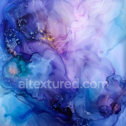 seamless Seamless 3D Alcohol Ink PBR Texture Featuring Ethereal Blue and Violet Fluid Swirls with Gold Accents texture 8k free download PBR