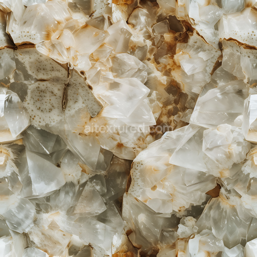 Seamless 3D Calcite Crystal Stone PBR Texture with Translucent White and Brown Patterns