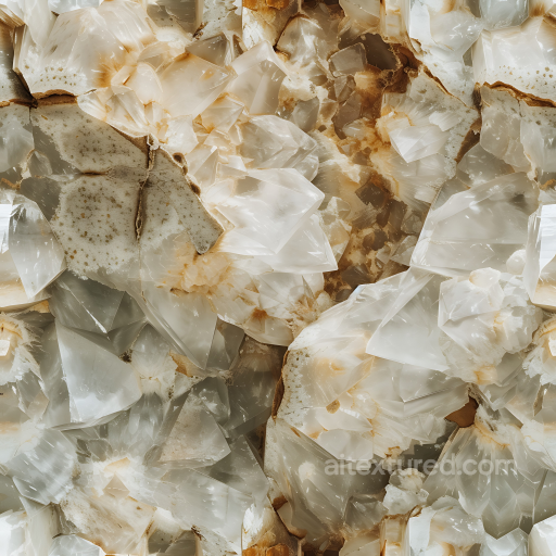 Calcite Crystal Stone PBR Texture with Translucent White and Brown Patterns seamless Stone PBR texture