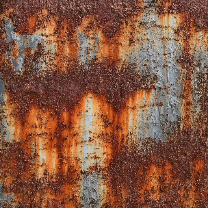 Rusty Metal with Detailed Cracks, Rust, and Peeling Paint seamless PBR texture preview