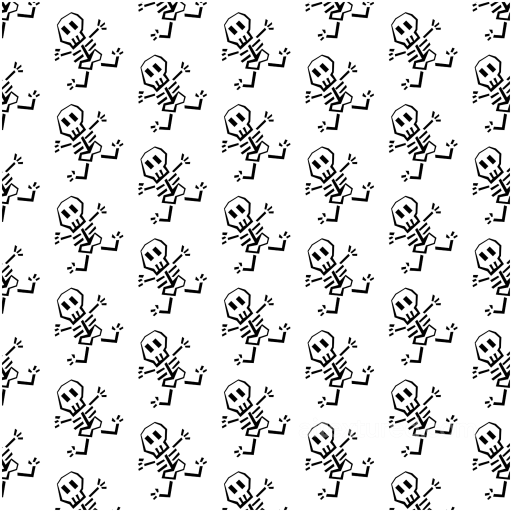 with Repetitive Cartoon Skeleton on White Background seamless White & Black PBR texture