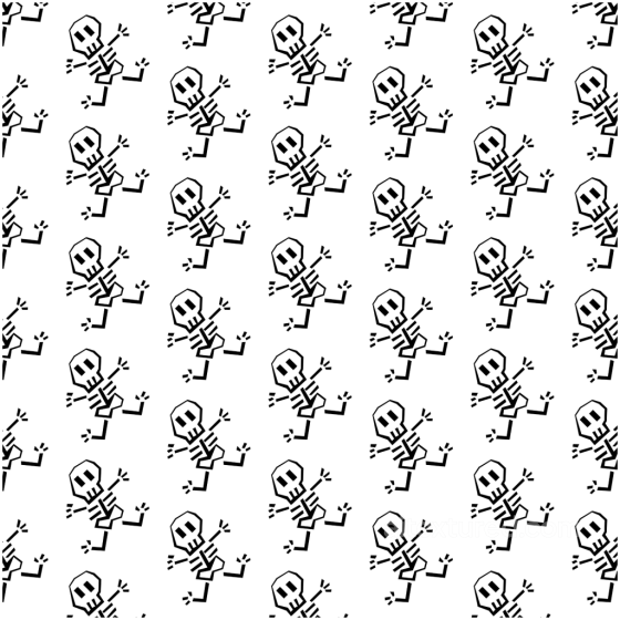 with Repetitive Cartoon Skeleton on White Background White & Black texture preview
