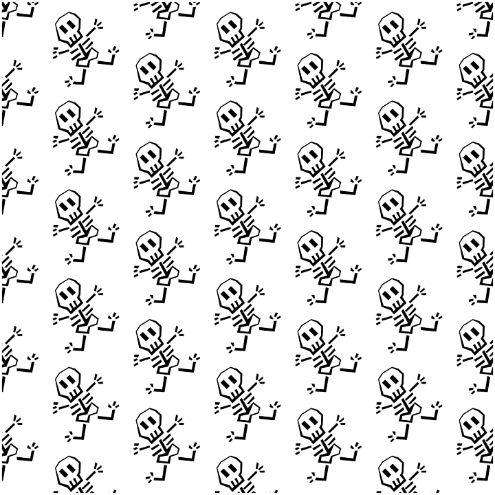 with Repetitive Cartoon Skeleton on White Background seamless PBR texture preview