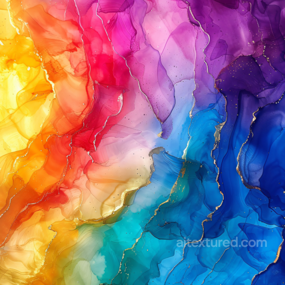 Alcohol Ink PBR Texture Featuring Vibrant Multicolor Flows and Metallic Gold Veins Alcohol ink texture preview