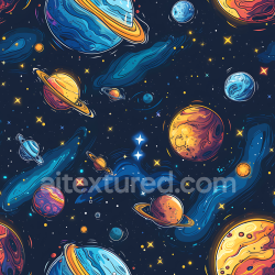 seamless Seamless 3D Stylized Space PBR Texture Featuring Planetary Bodies and Cosmic Gas Clouds texture 8k free download PBR