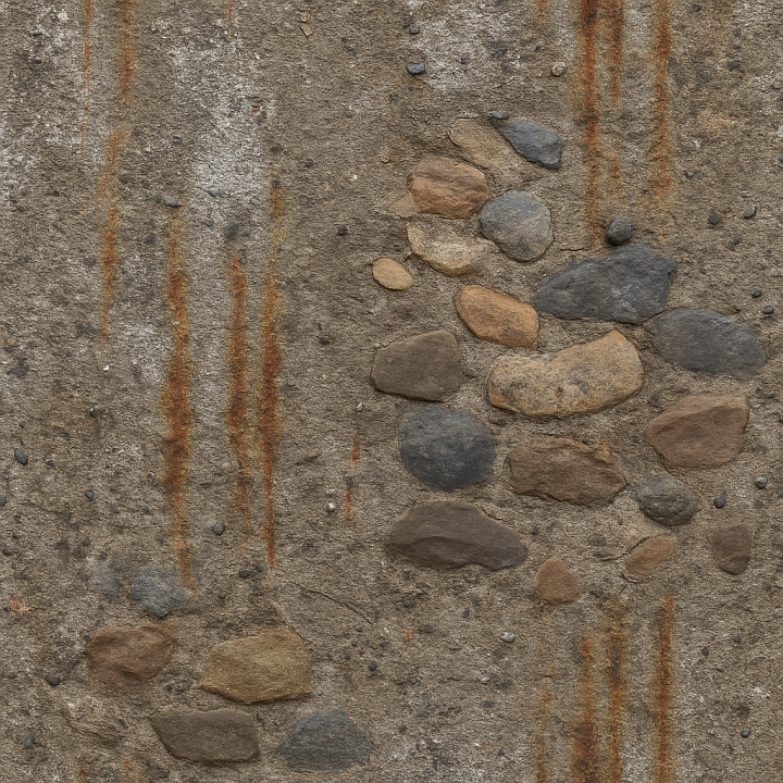 Rough Concrete Surface With Salt Corrosion And Rust Streaks seamless PBR texture preview