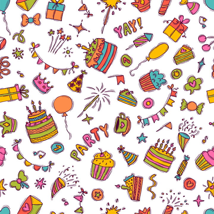 Birthday Party Celebration Illustration seamless PBR texture preview