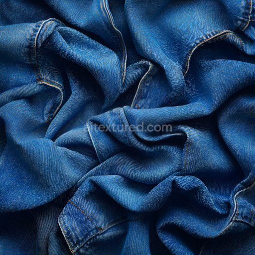 Seamless 3D PBR Cracked Denim Fabric Texture with Deep Blue Folds and Tears