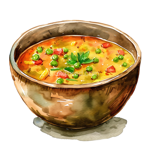 Watercolor Style Mung Bean Stew Breakfast Bowl Illustration