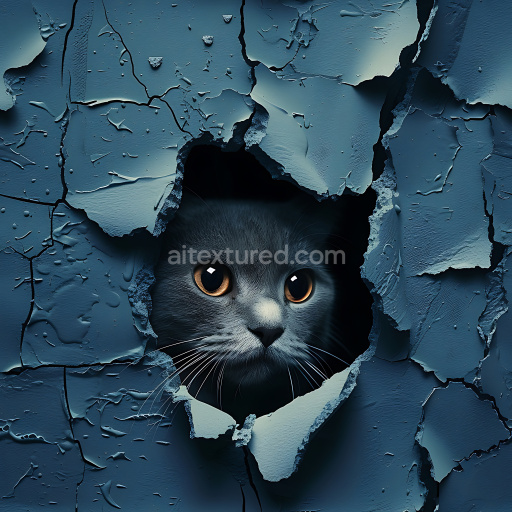 Seamless 3D Cracked and Chipped Plaster PBR Texture in Deep Blue